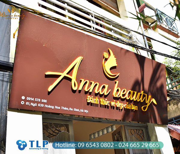 Biển hiệu mặt tiền tiệm spa Anna Beauty
