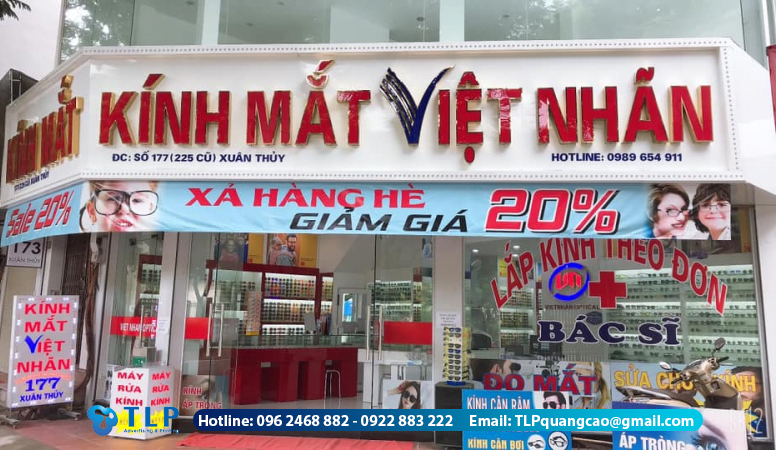 Biển quảng cáo cửa hàng kính mắt Việt Nhãn 