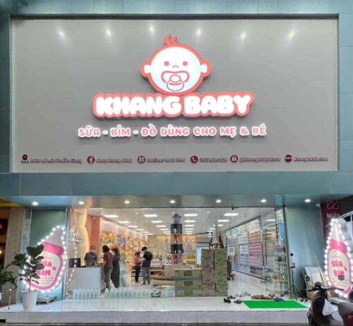 Thiết kế biển hiệu cửa hàng KhangBaby nổi bật, ấn tượng