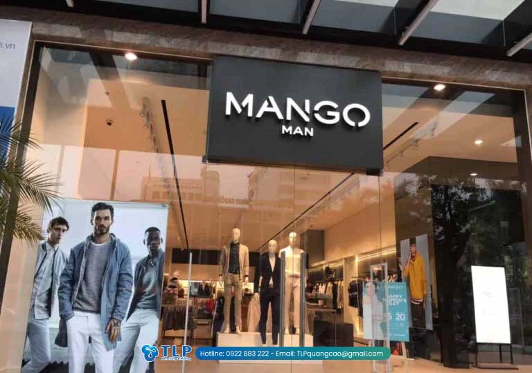 Biển hiệu shop quần áo nam Mango