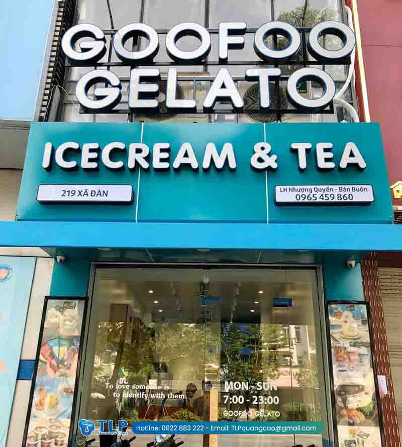 Biển quảng cáo cửa hàng kem Goofoo Gelato