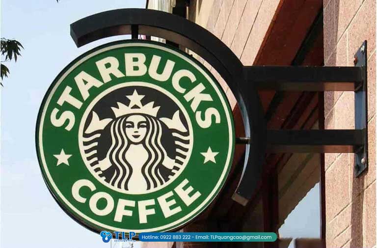 Mẫu biển vẫy quán cafe Starbucks dáng tròn